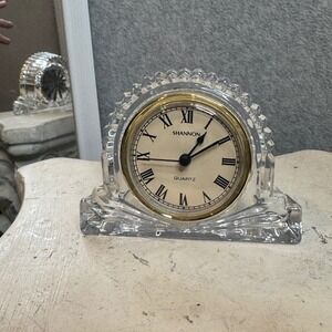 Vintage Fine‎ Crystal Shannon Mantle  Clock Godinger Hand Crafted